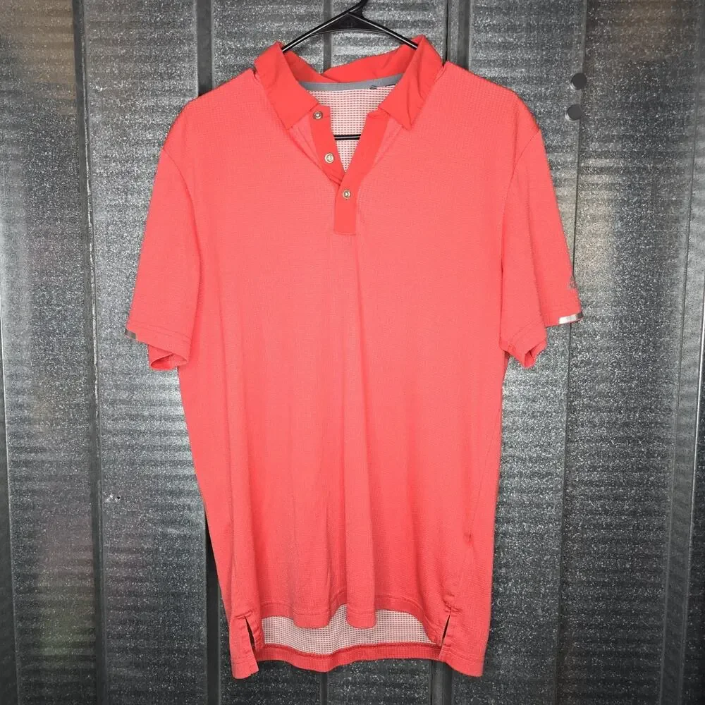 Adidas HEAT.RDY Golf Polo Shirt Men's Red Short Sleeve Performance Athletic
